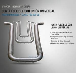 JUNTA DE EXPANSIÓN SÍSMICA CON UNIÓN UNIVERSAL INOX.150-300 LB. 2",4″,8″,10",12",16",18″,20",24″,26"